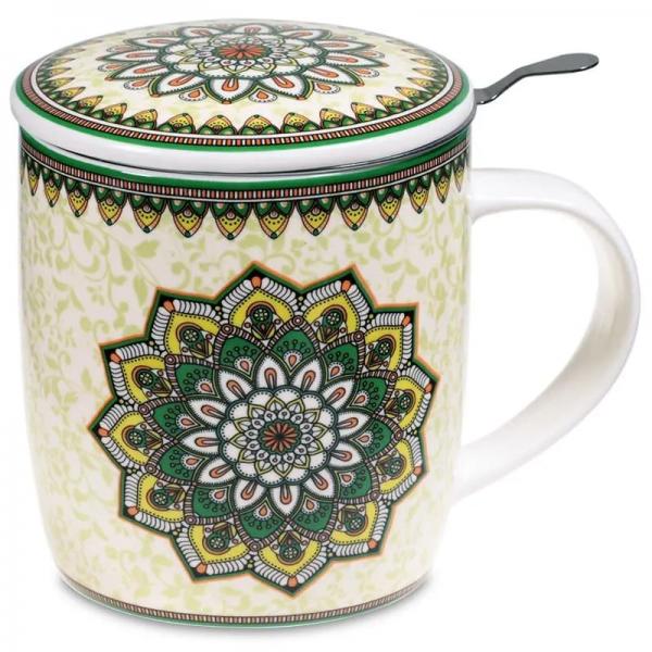 1 BOX Tee-Tasse mit Sieb, Mandala grün